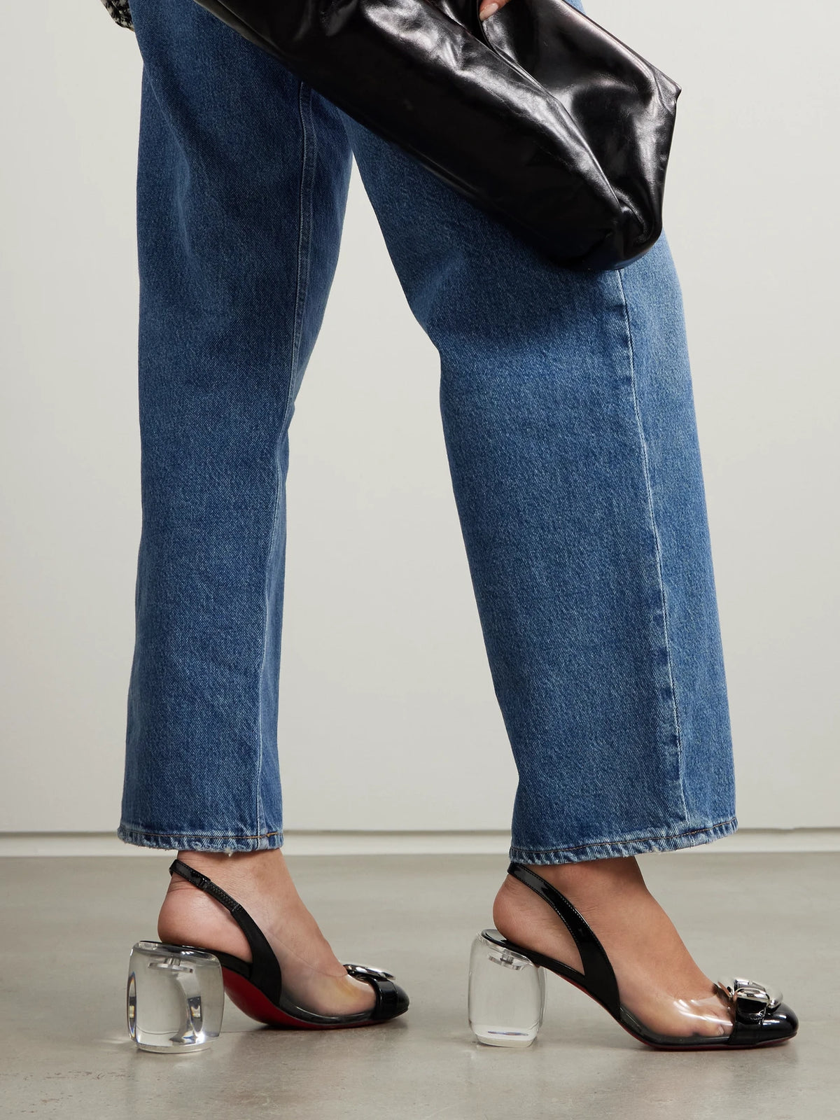 Minny Bubble 70 Buckled Glossed And Pvc Slingback Pumps