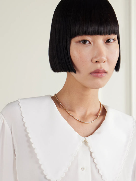 Image of Necklaces. Product name - Collier De Tennis Classique 18-karat Gold Diamond Necklace in Multi colour by brand - Sophie Bille Brahe
