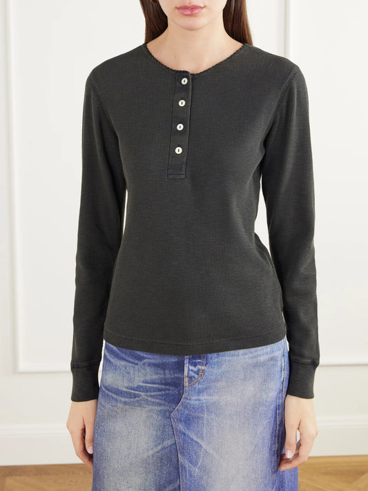 RRL Waffle-knit Cotton-blend Henley Top