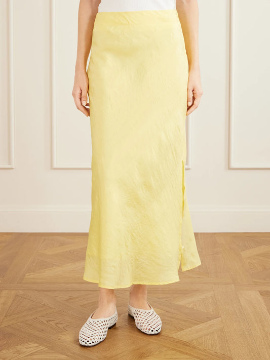 Lyra Sunlight Silk Midi Skirt