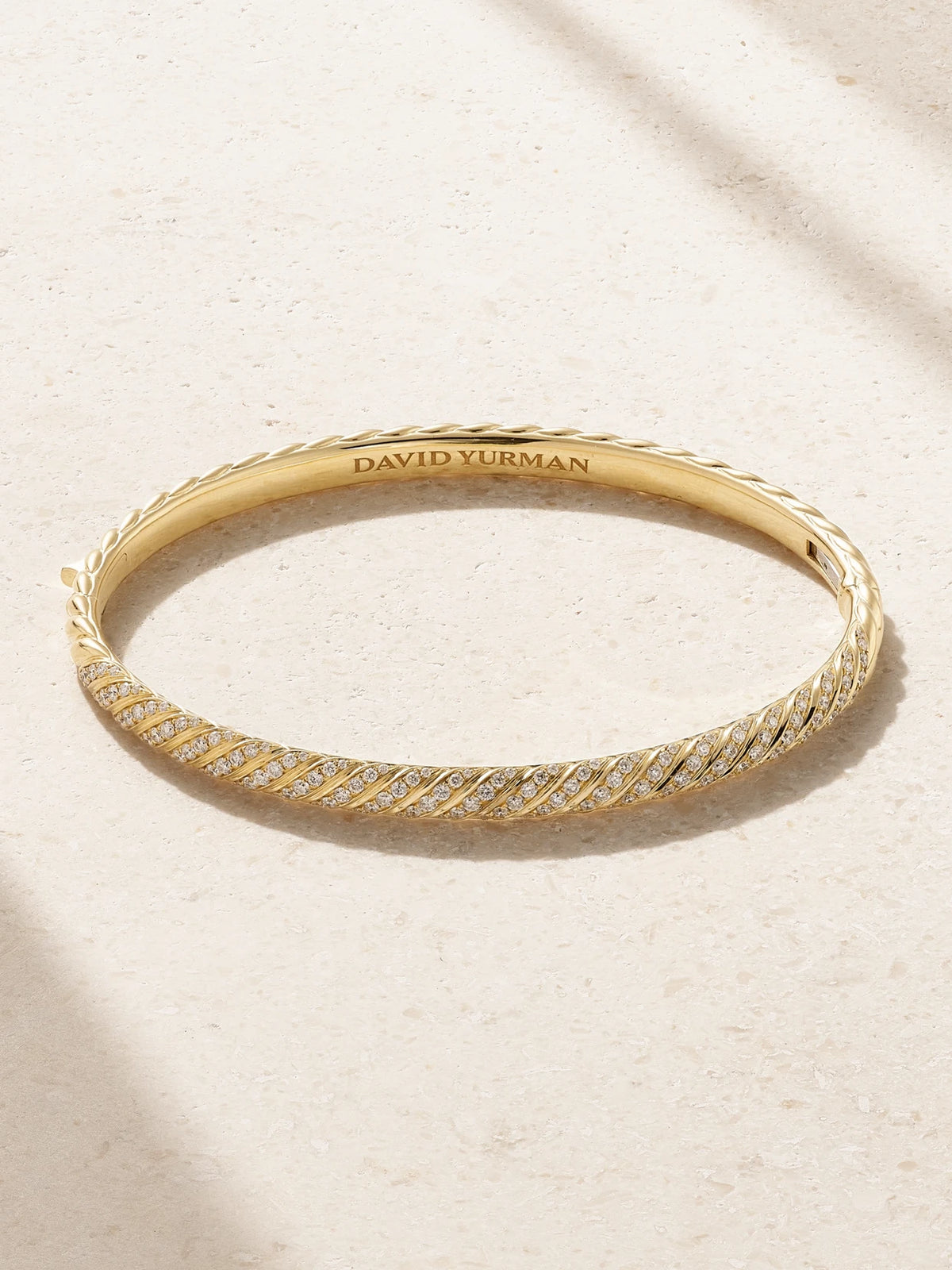 Sculpted Cable 18-karat Gold Diamond Bangle