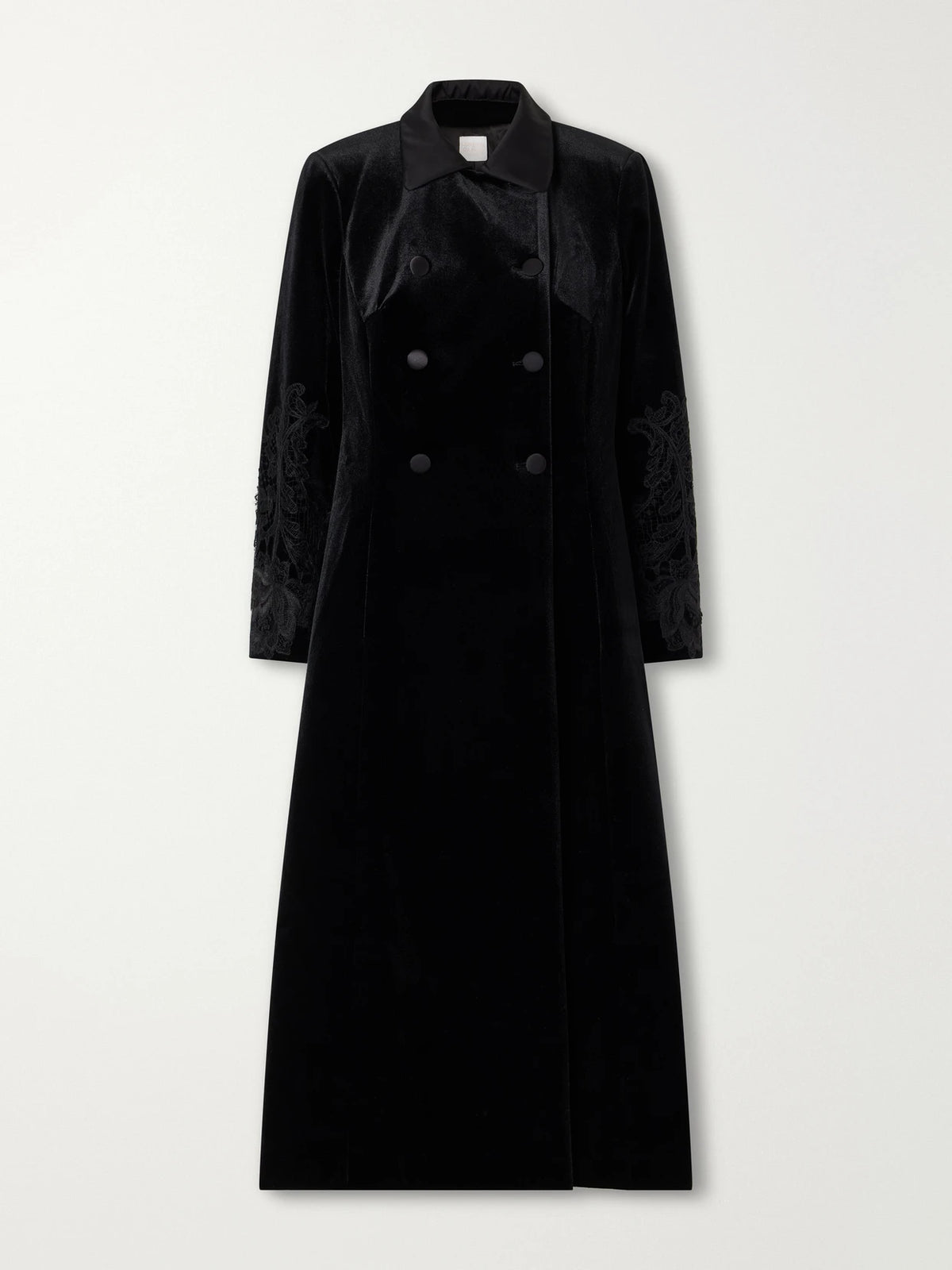Loretta Caponi Rose Embroidered Velvet Coat