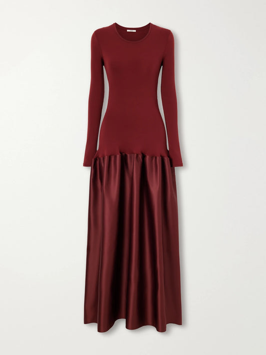 FFORME Catrin Gathered Jersey And Duchess-satin Maxi Dress