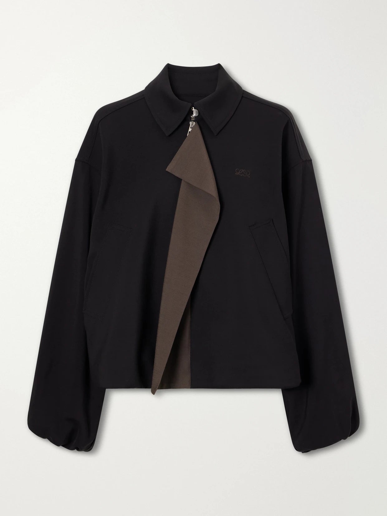 Image of Coats & Jackets. Product name - Twill-trimmed Shell Jacket in Black colour by brand - LOEWE