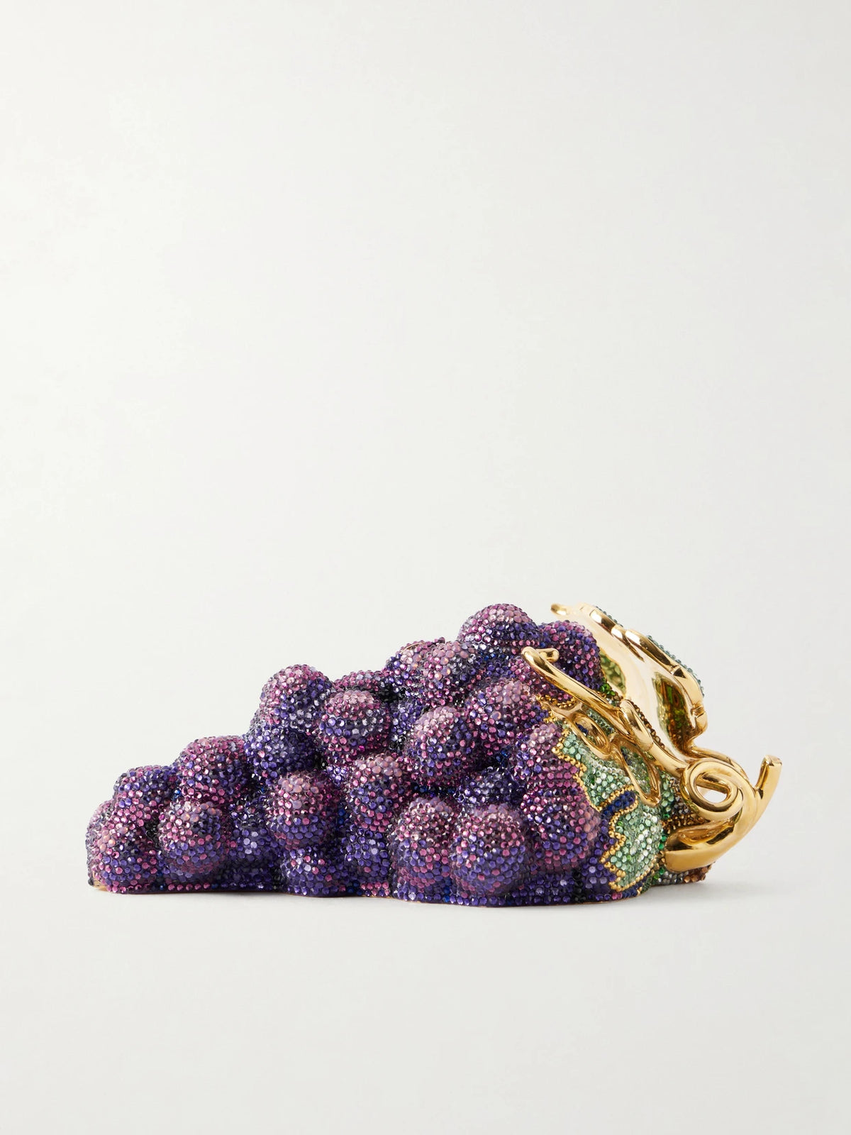 Grapes Crystal-embellished Gold-tone Clutch