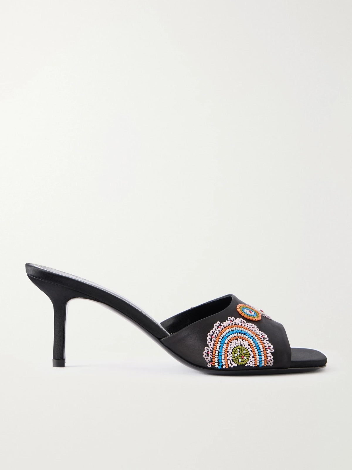STAUD Bea 50 Bead-embellished Satin Mules