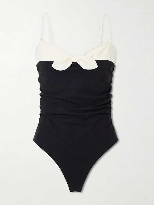 Image of Swimwear. Product name - Two-tone One-piece Swimsuit in Black colour by brand - Valentino Garavani