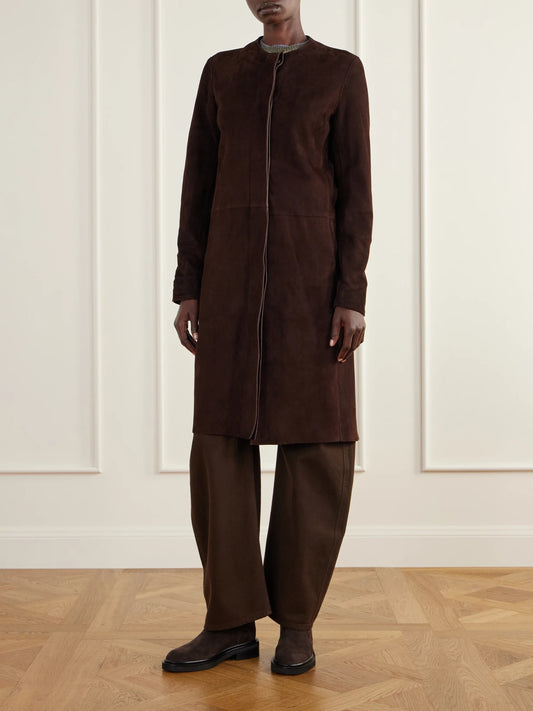La Ligne Paneled Suede Coat