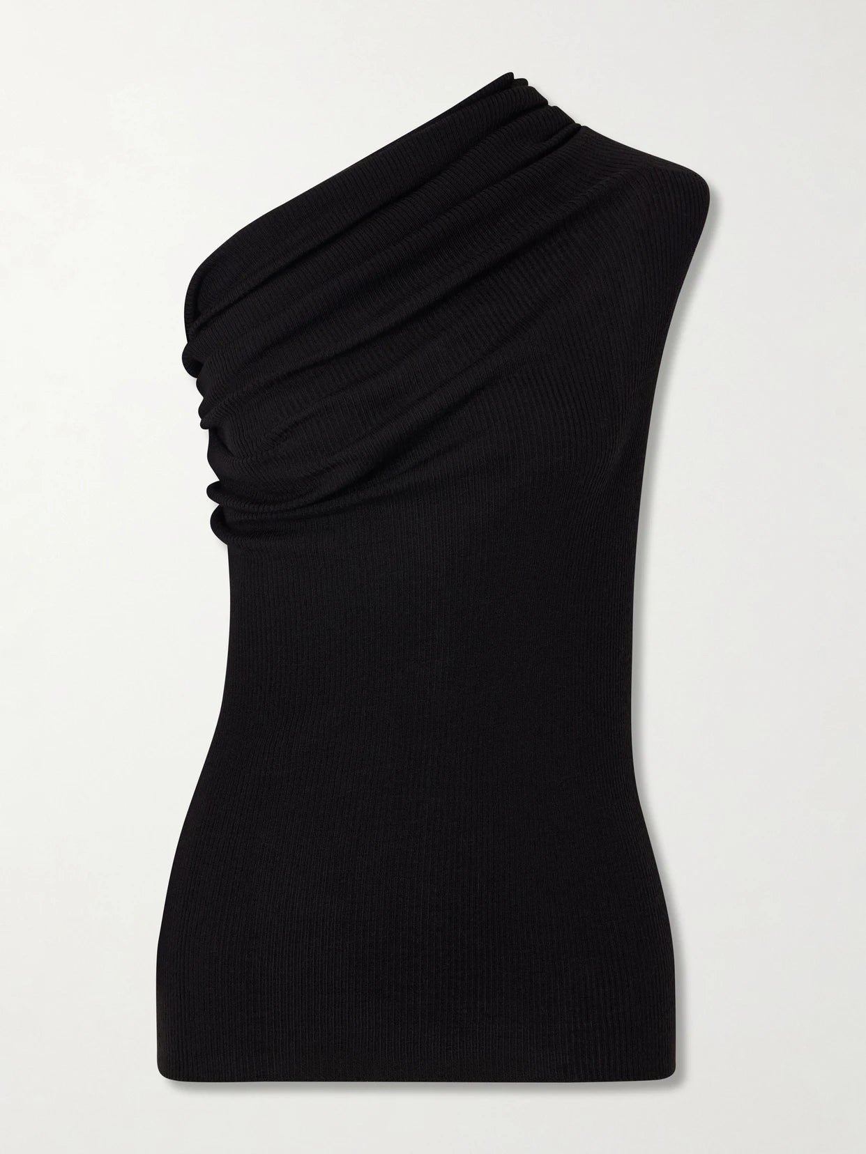Athena One-shoulder Ribbed-knit Wool Top