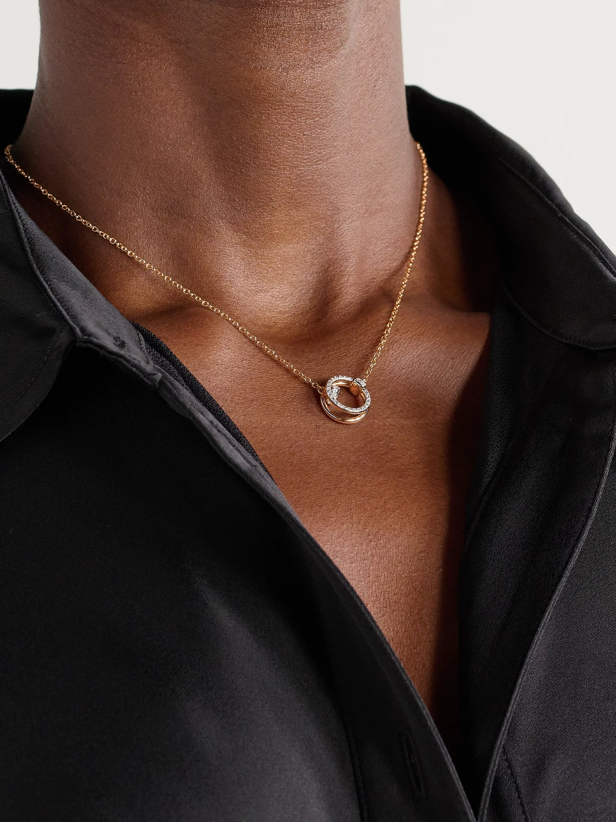 Image of Necklaces. Product name - Together Rhodium-plated 18-karat Rose Gold Diamond Necklace in Multi colour by brand - Pomellato