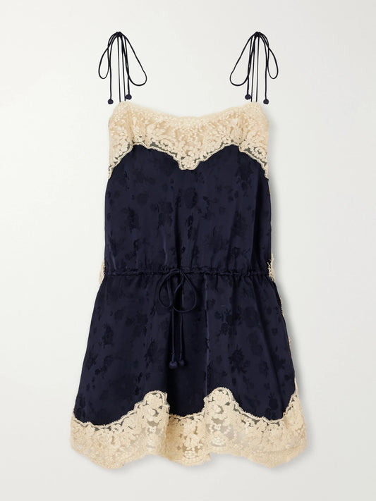 Sea Shay Gathered Lace-trimmed Floral-jacquard Camisole