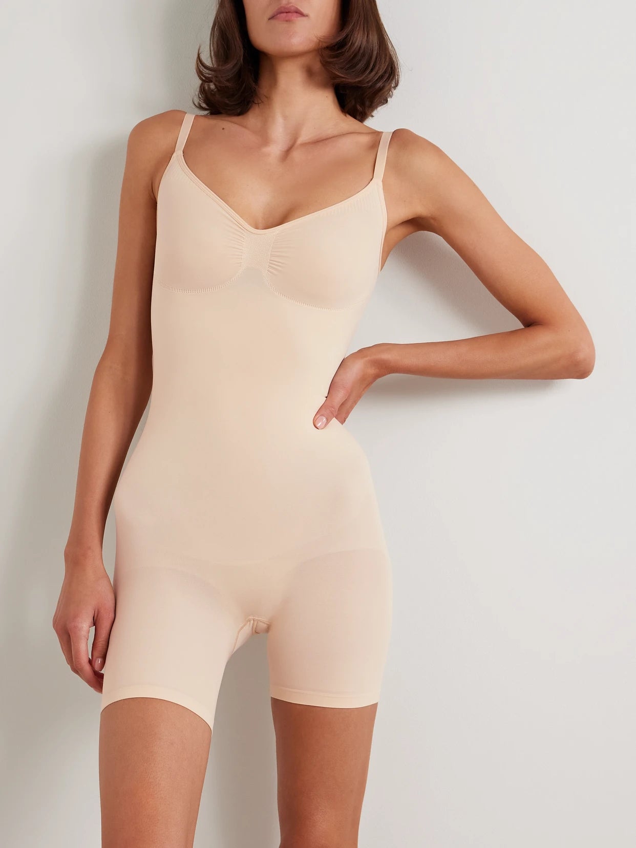 Seamless Sculpt Mid Thigh Bodysuit - Sand