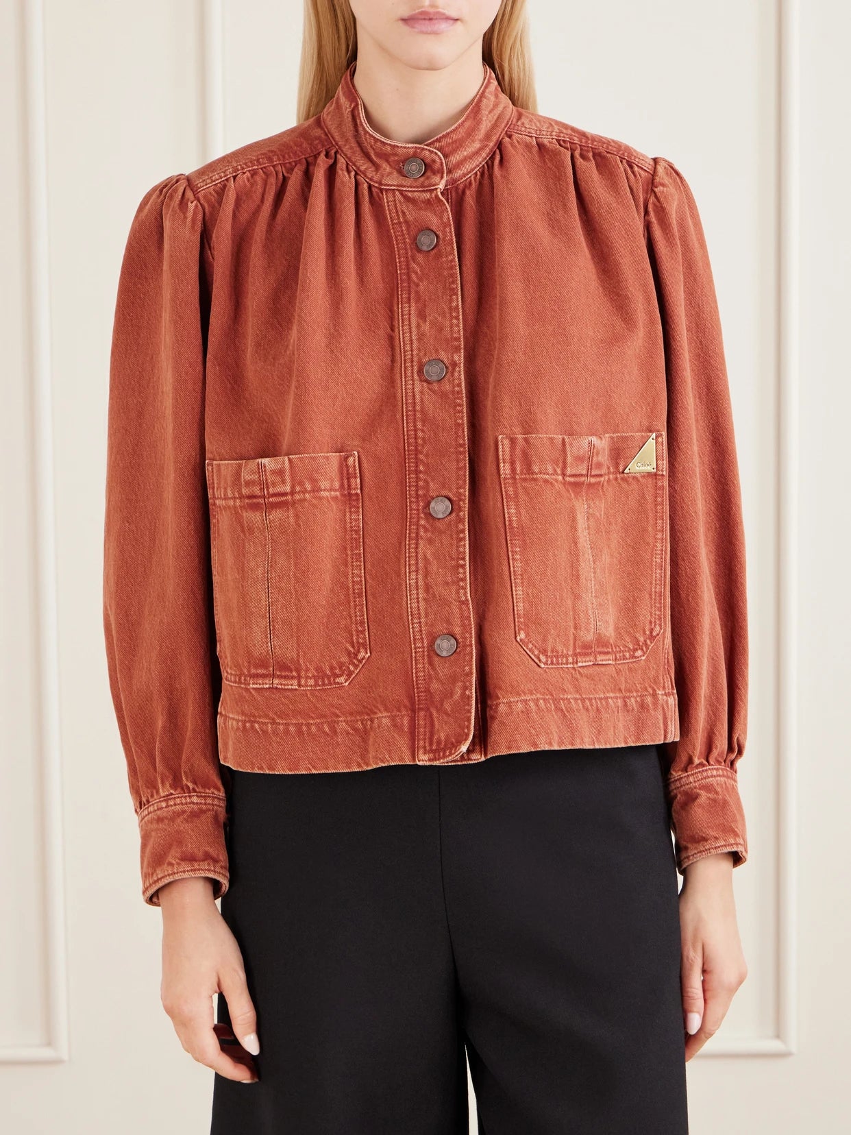 Logo-appliquéd Garment-dyed Denim Jacket