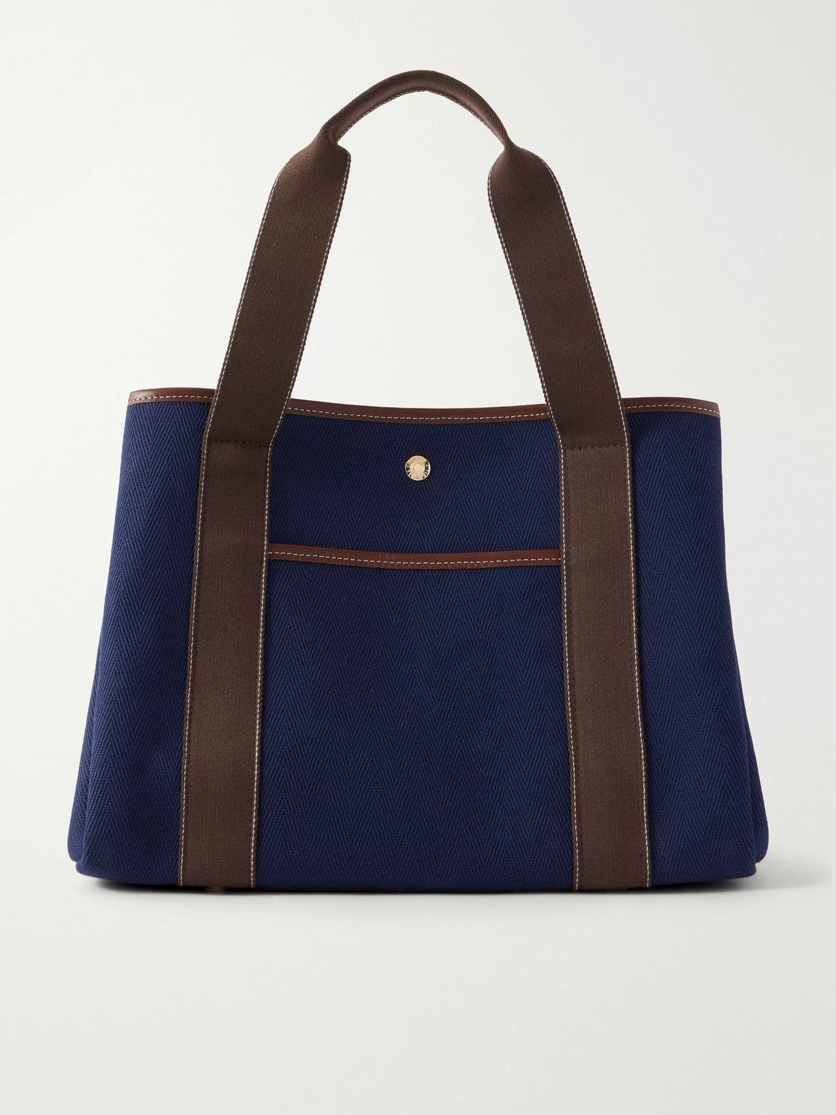 Traversée Medium Leather And Webbing-trimmed Canvas Tote