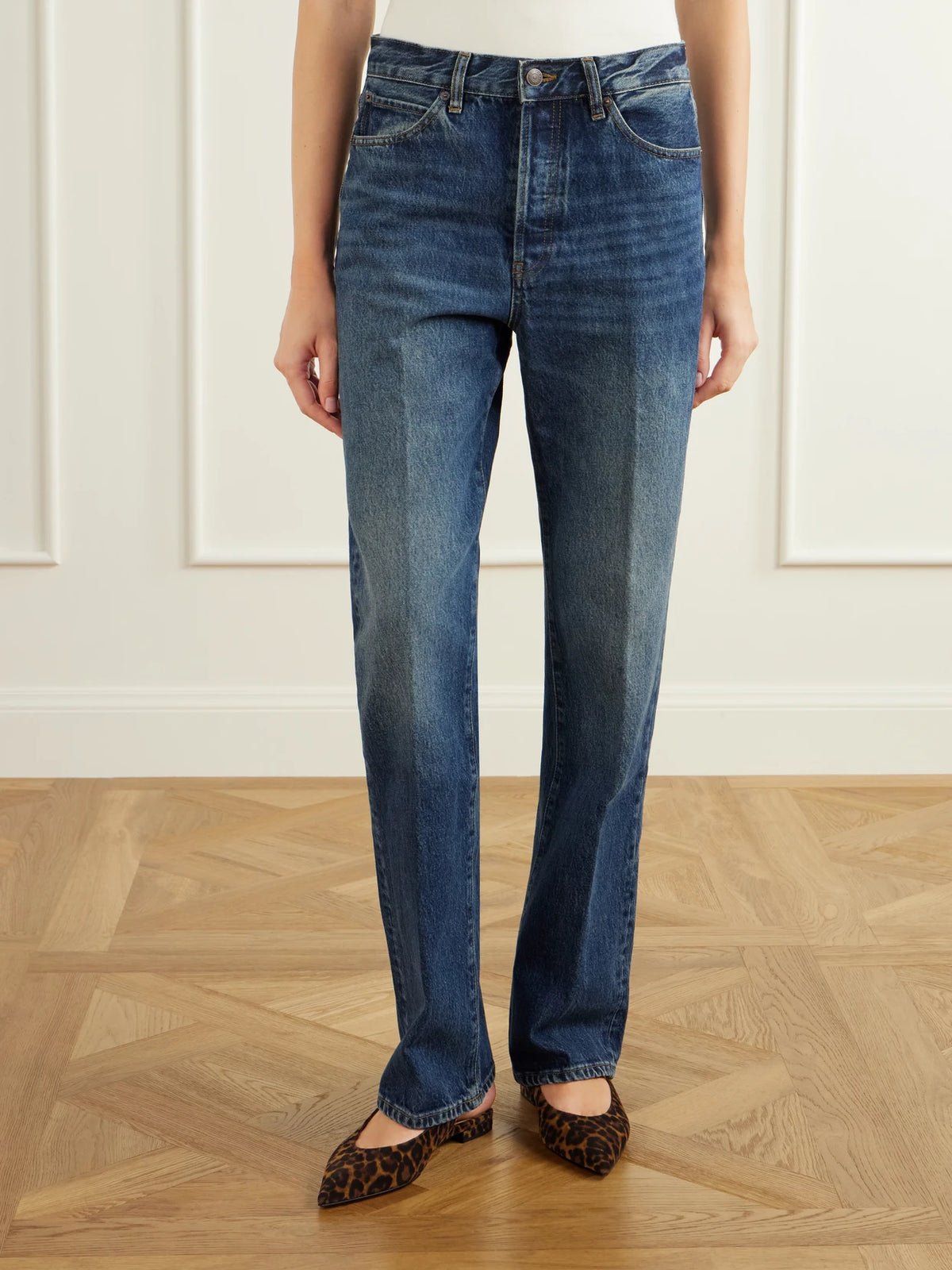 FRAME + Sotheby's The Sotheby's Vertical High-rise Straight-leg Jeans