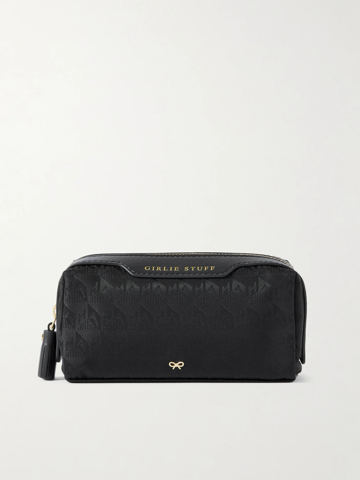 Girlie Stuff Leather-trimmed Jacquard Cosmetics Case