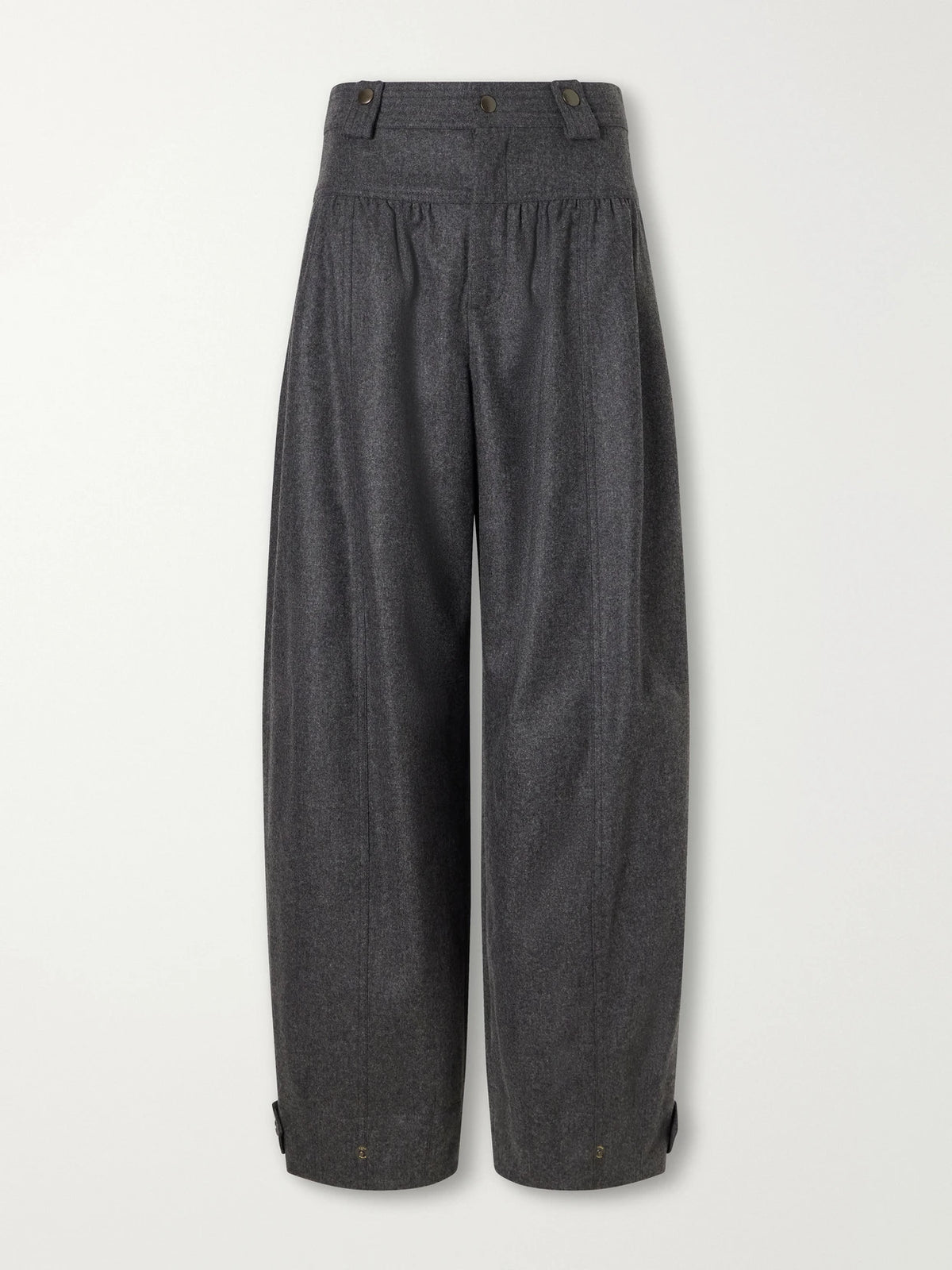 Chloé Plated Flannel Wool And Cashmere-blend Barrel-leg Pants