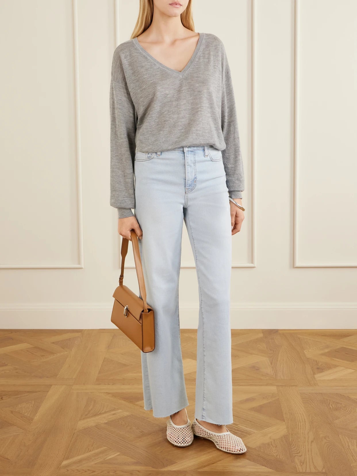 Image of Jeans. Product name - Le Slim Palazzo High-rise Wide-leg Jeans in Blue colour by brand - FRAME