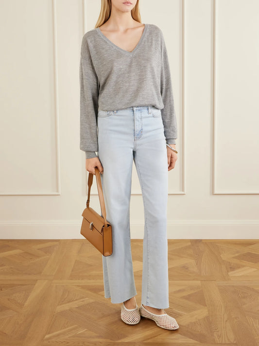 Image of Jeans. Product name - Le Slim Palazzo High-rise Wide-leg Jeans in Blue colour by brand - FRAME