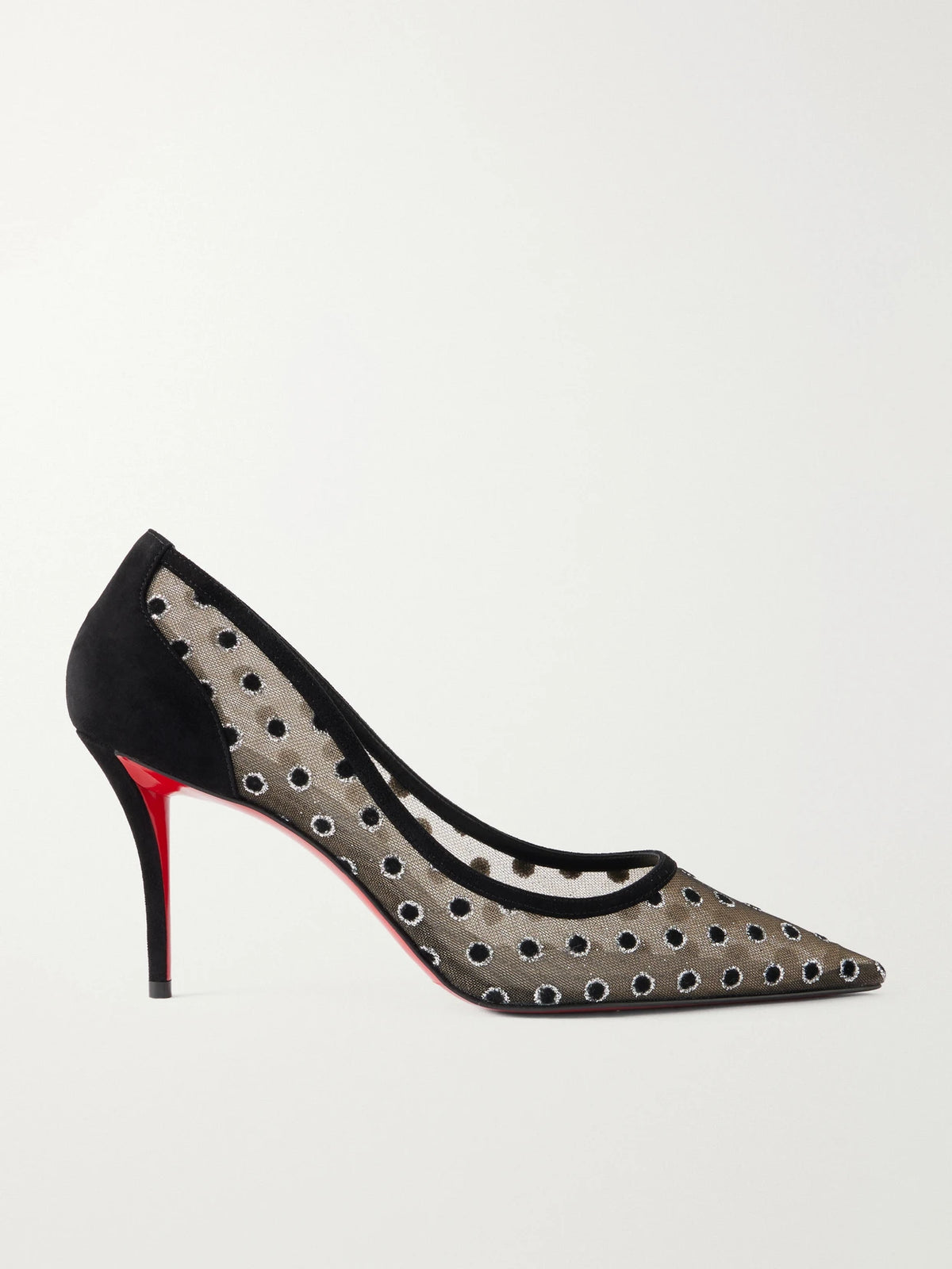 Christian Louboutin Miss Z 80 Polka-dot Flocked-tulle And Suede Pumps