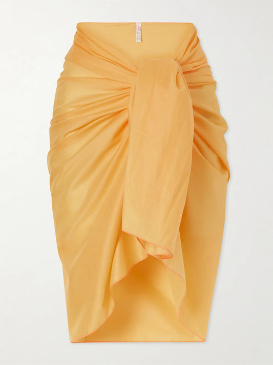 Image of Swimwear. Product name - Cabine Cotton-voile Pareo in Yellow colour by brand - Eres