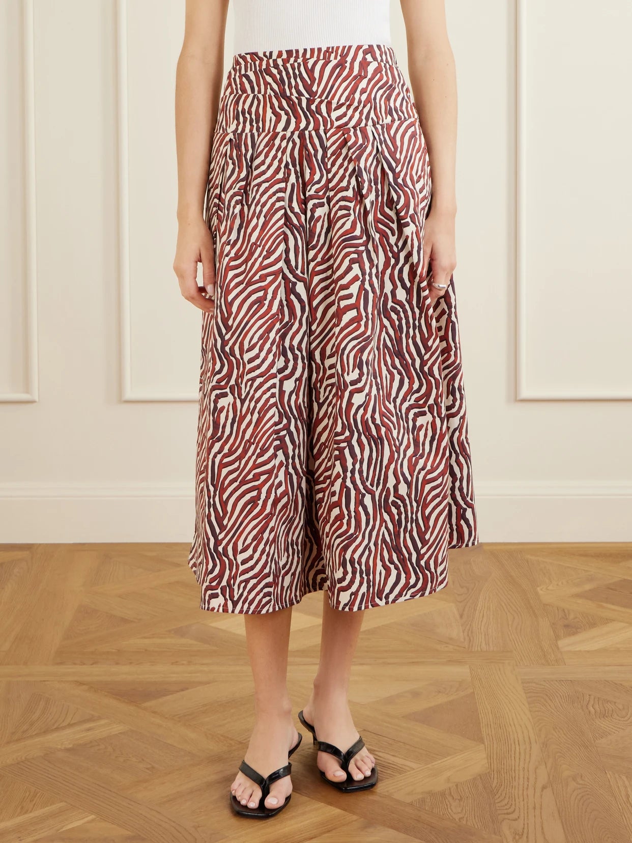 Nessa Pleated Printed Cotton-blend Poplin Maxi Skirt
