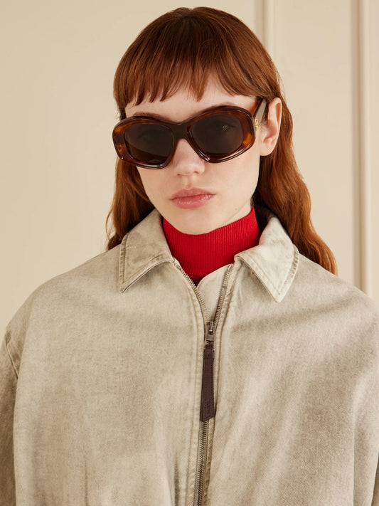 Image of Sunglasses. Product name - Anagram Round-frame Tortoiseshell Acetate Sunglasses in Multi colour by brand - Loewe
