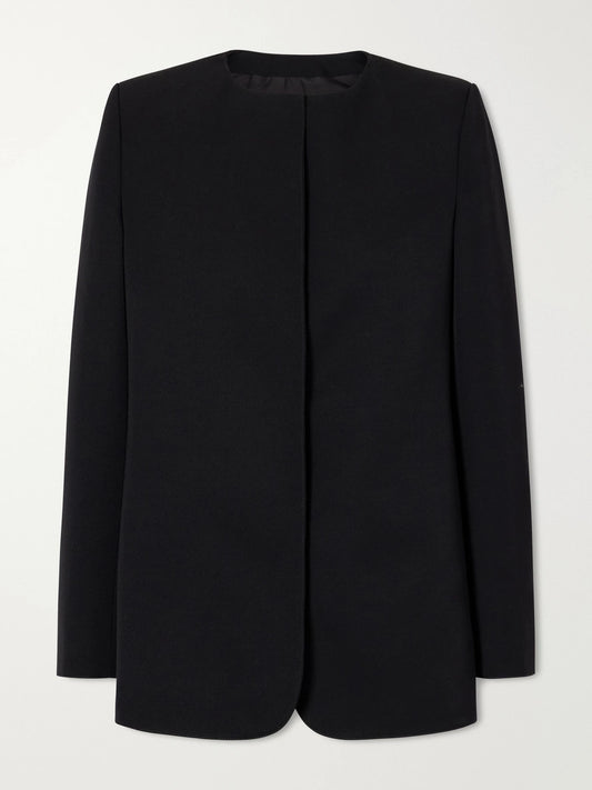 The Row Ihami Collarless Grain De Poudre Wool Jacket