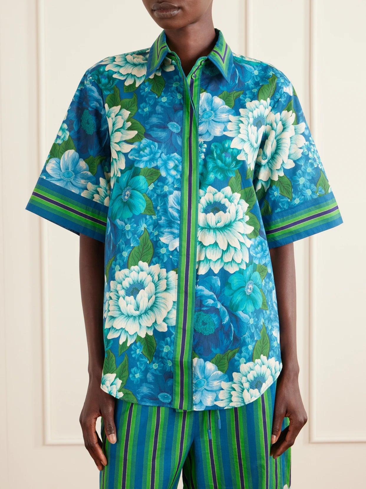 Margo Striped Floral-print Organic Cotton-voile Shirt