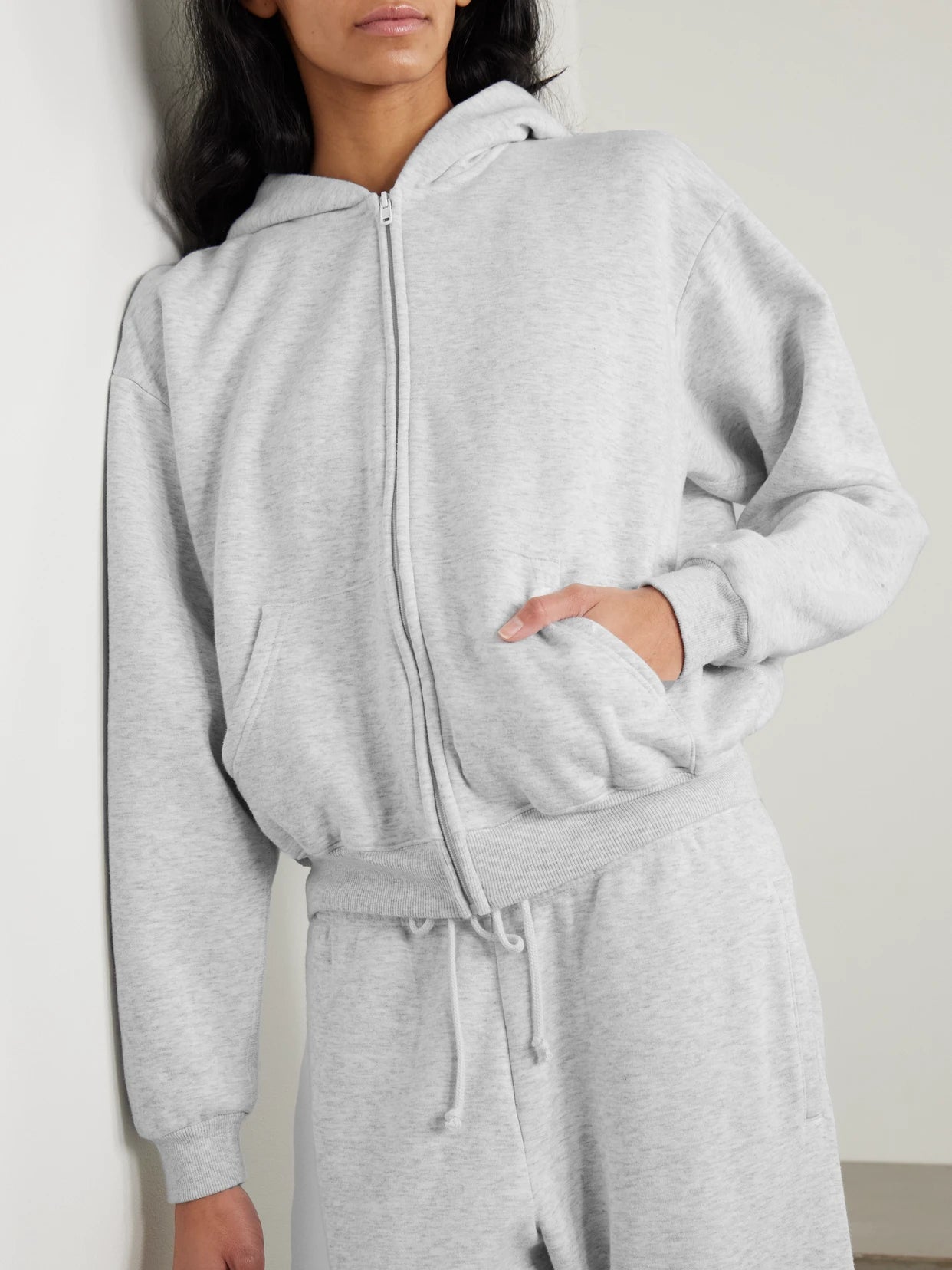 Classic Zip Up Hoodie - Light Heather Grey