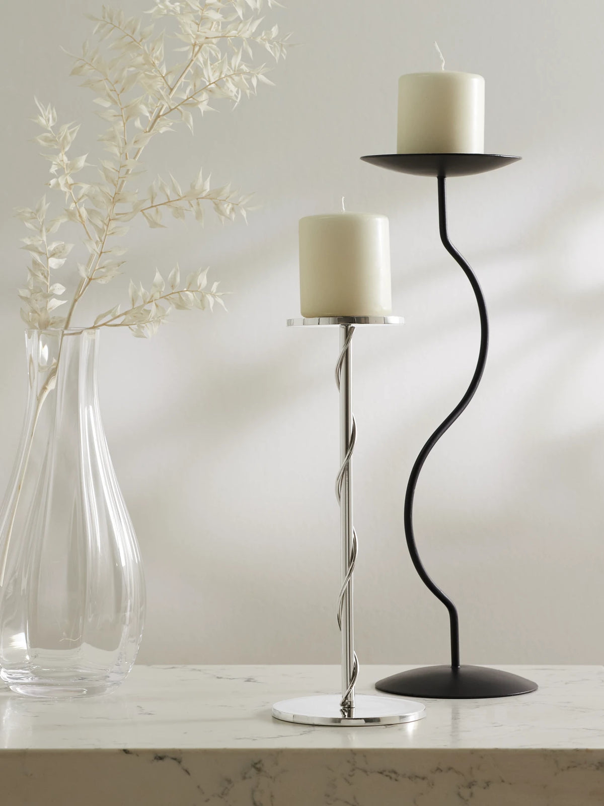Image of Decor. Product name - Spiral Silver-tone Metal Candleholder in Multi colour by brand - Fourth Street