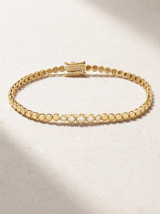 Mini 18-karat Gold Diamond Tennis Bracelet
