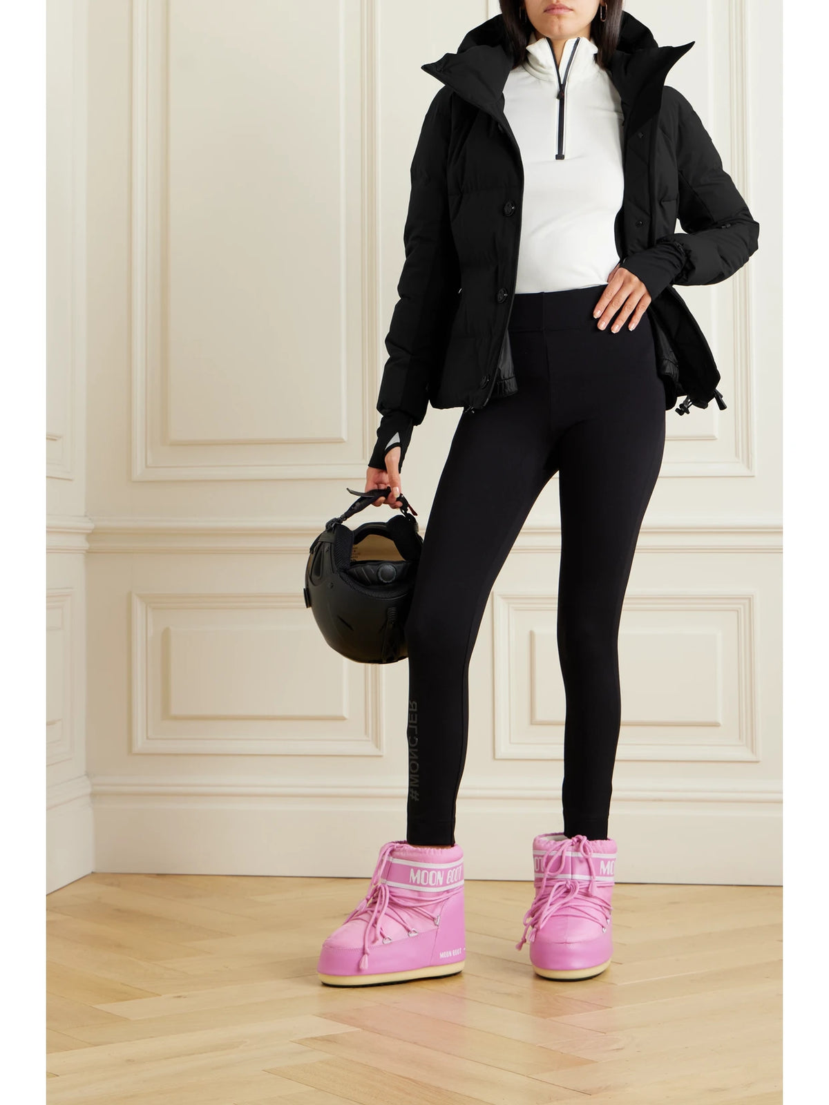 Image of Coats & Jackets. Product name - Guyane Hooded Down Ski Jacket in Black colour by brand - Moncler Grenoble