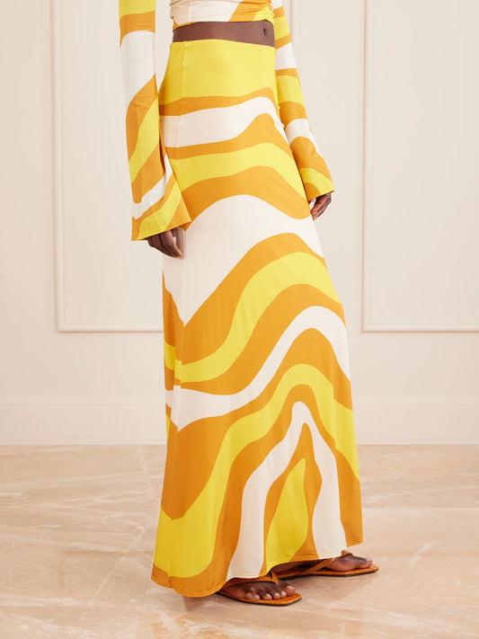 Halia Printed Jersey Midi Skirt