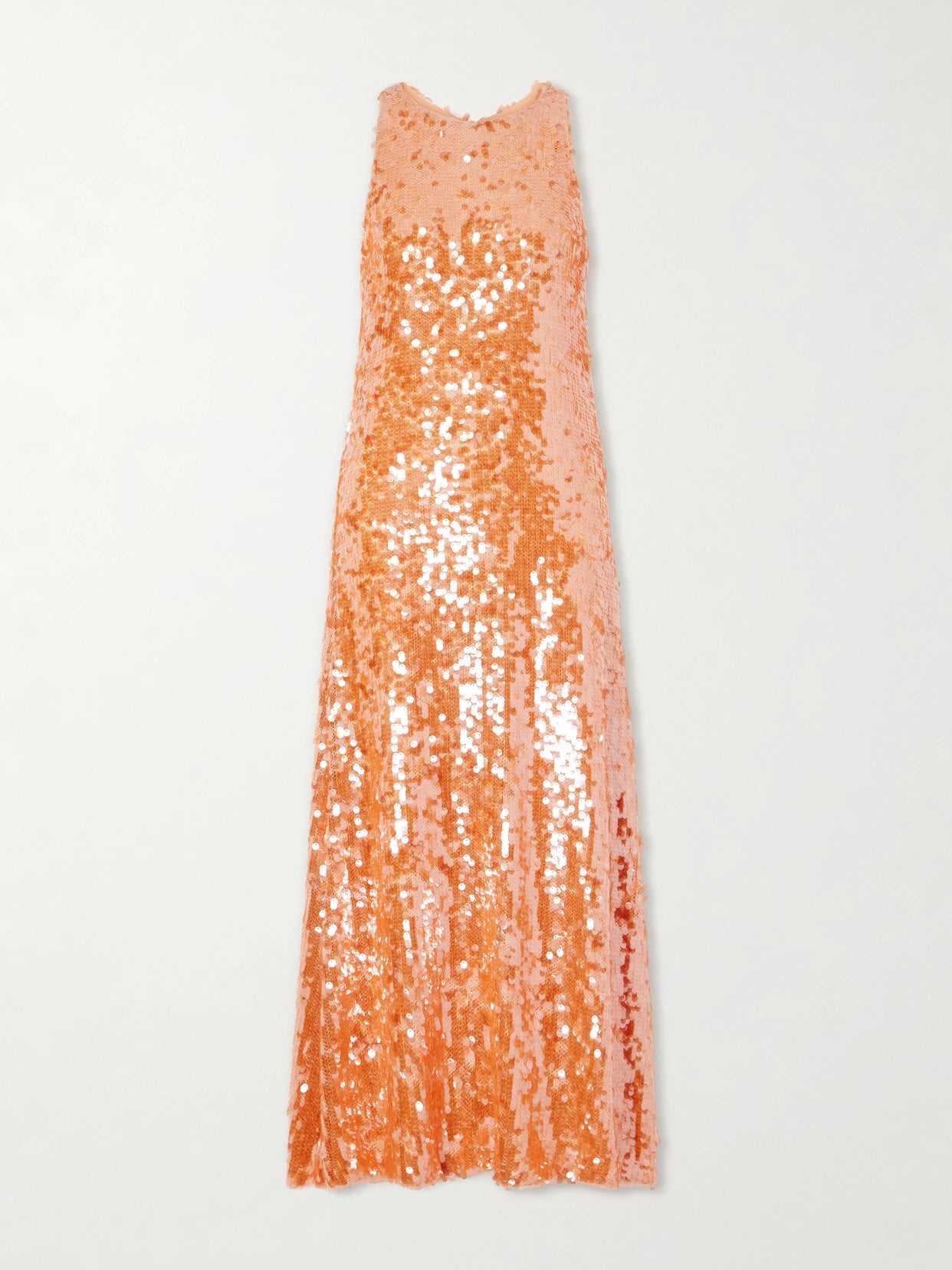 Image of Dresses. Product name - Sequin-embellished Mesh Midi Dress in Orange colour by brand - Dima Ayad
