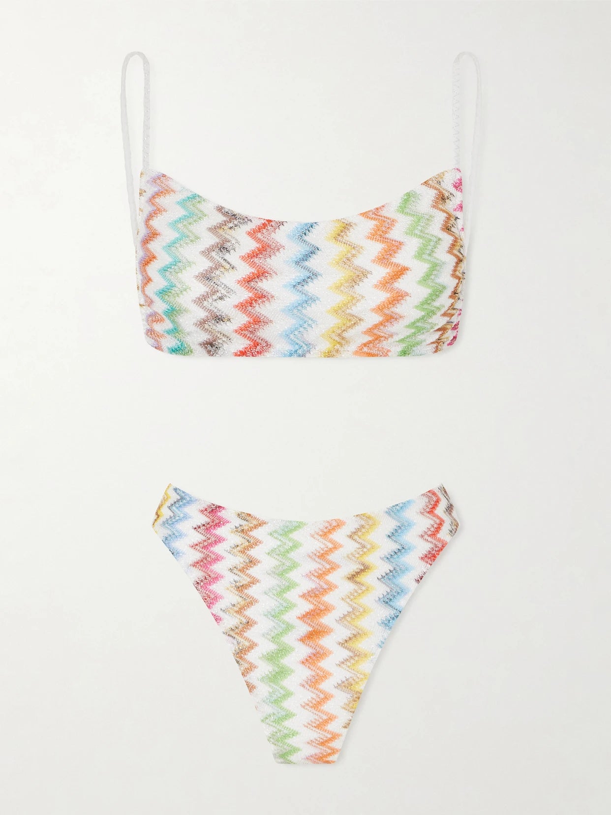 Striped Crochet-knit Triangle Bikini