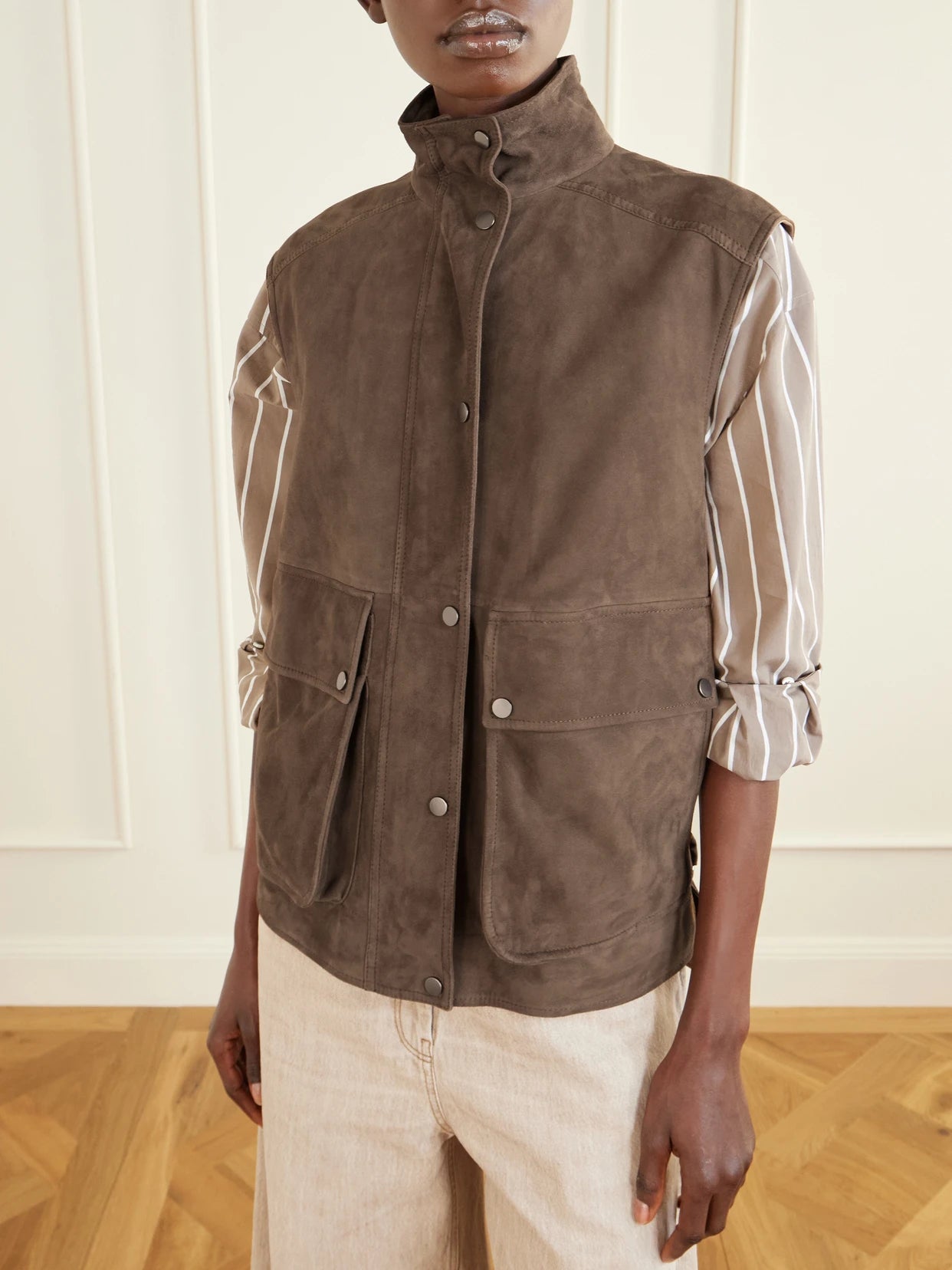 Embellished Suede Vest