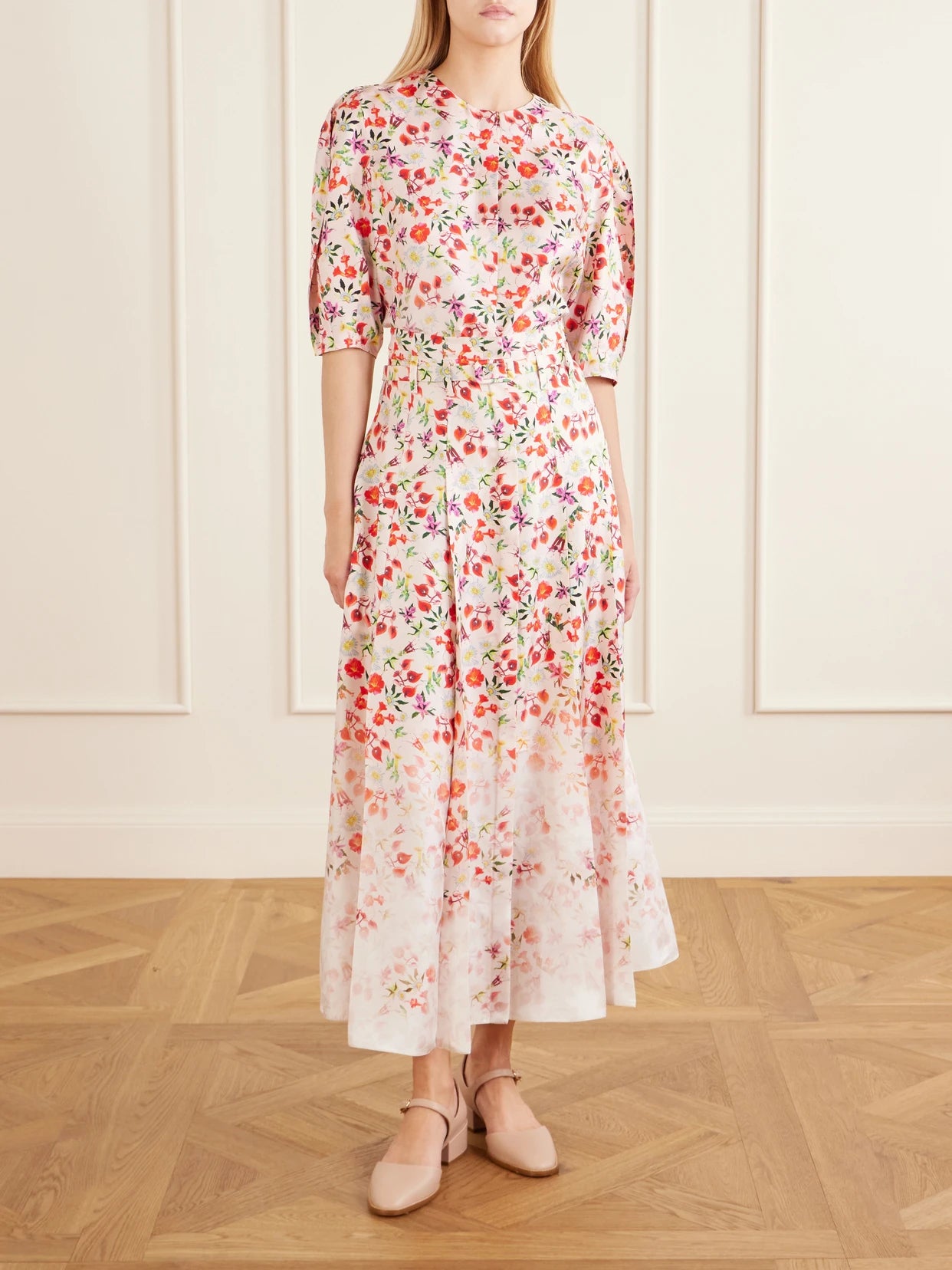 Image of Blouses. Product name - Edify Floral-print Silk Blouse in White colour by brand - Gabriela Hearst
