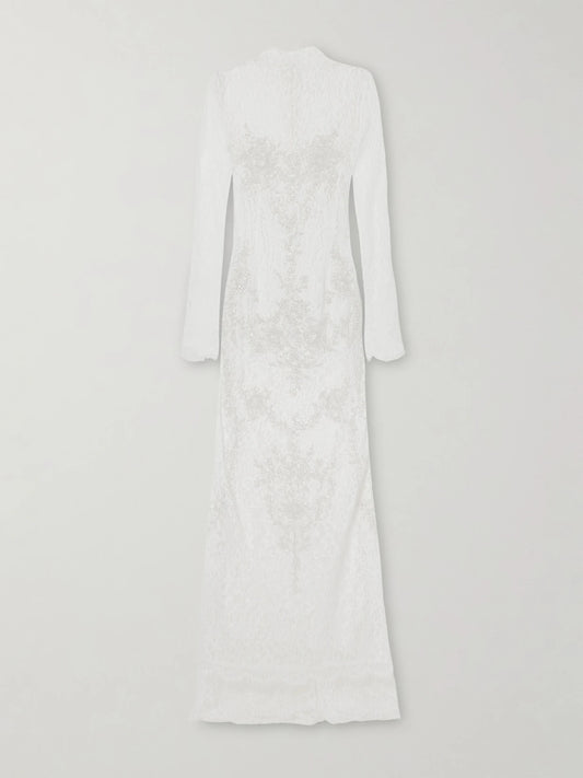 Clio Peppiatt Sylvia Bead-embellished Floral-lace Gown