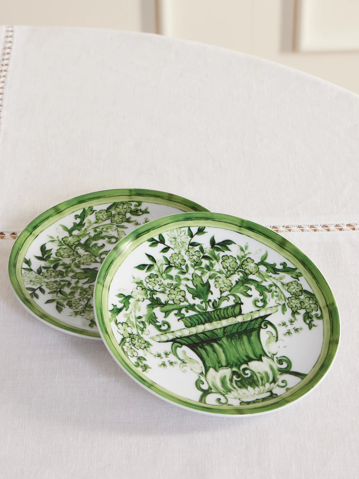 Set Of Two Painted Porcelain Bread Plates