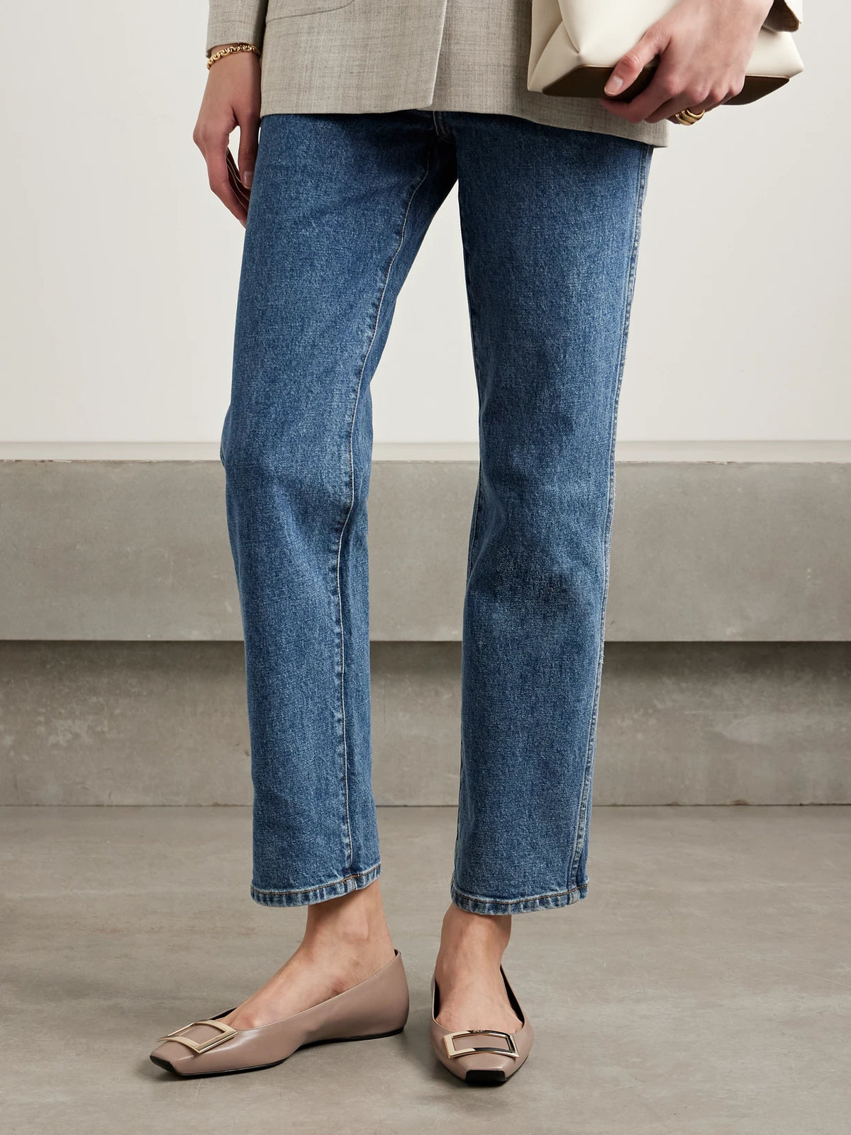 Quadrata Trompette Embellished Leather Ballet Flats