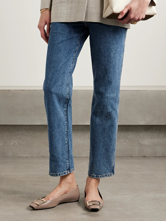 Quadrata Trompette Embellished Leather Ballet Flats
