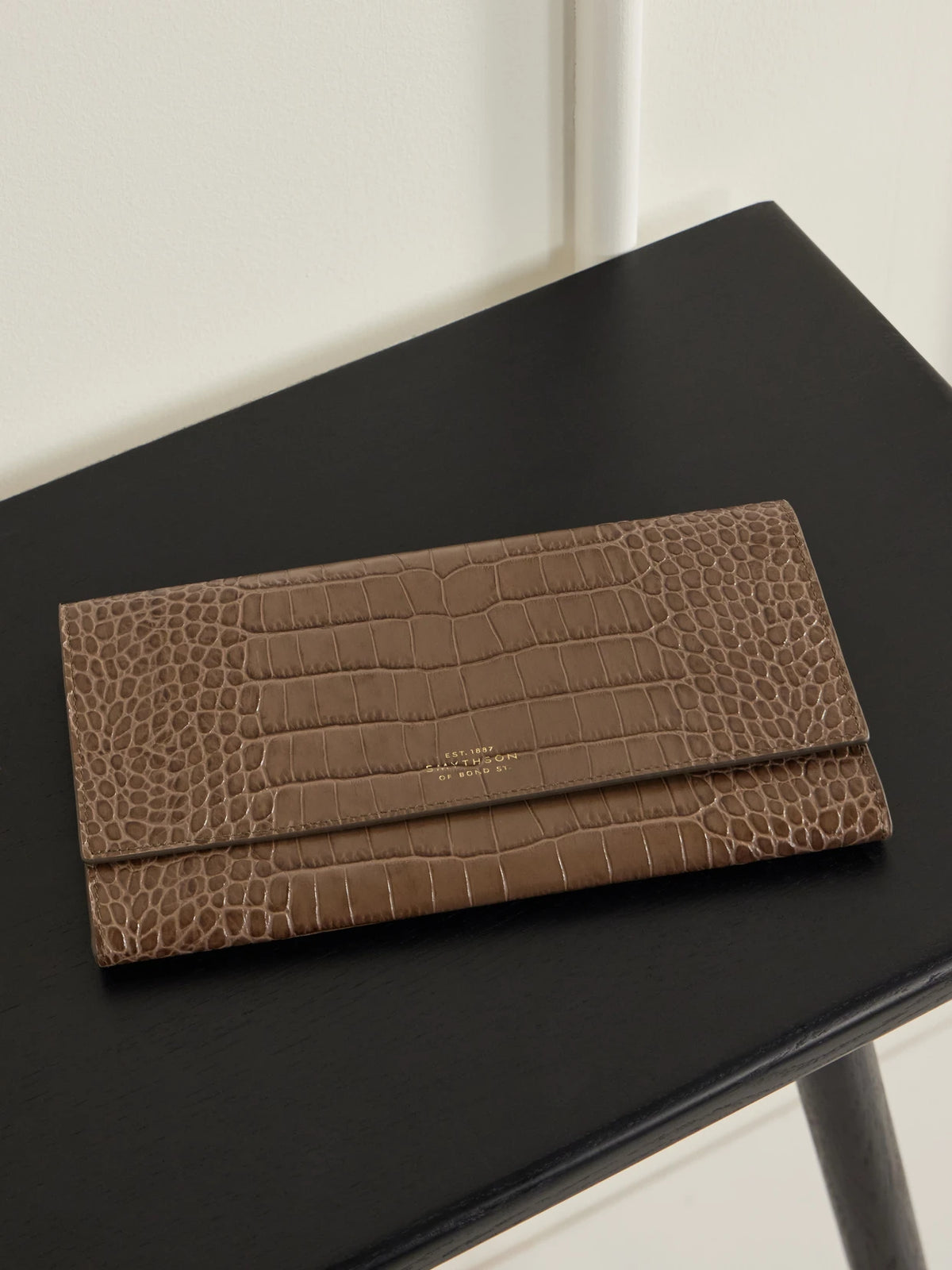Smythson Mara Croc-effect Leather Jewelry Case