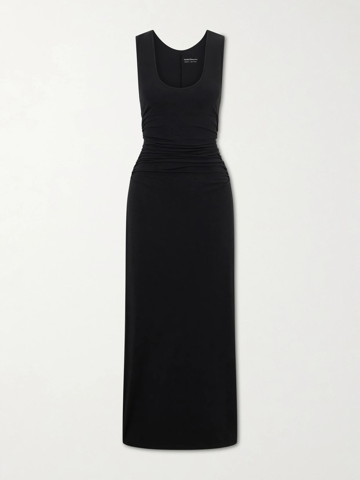 Image of Dresses. Product name - Ruched Stretch-jersey Maxi Dress in Black colour by brand - Another Tomorrow