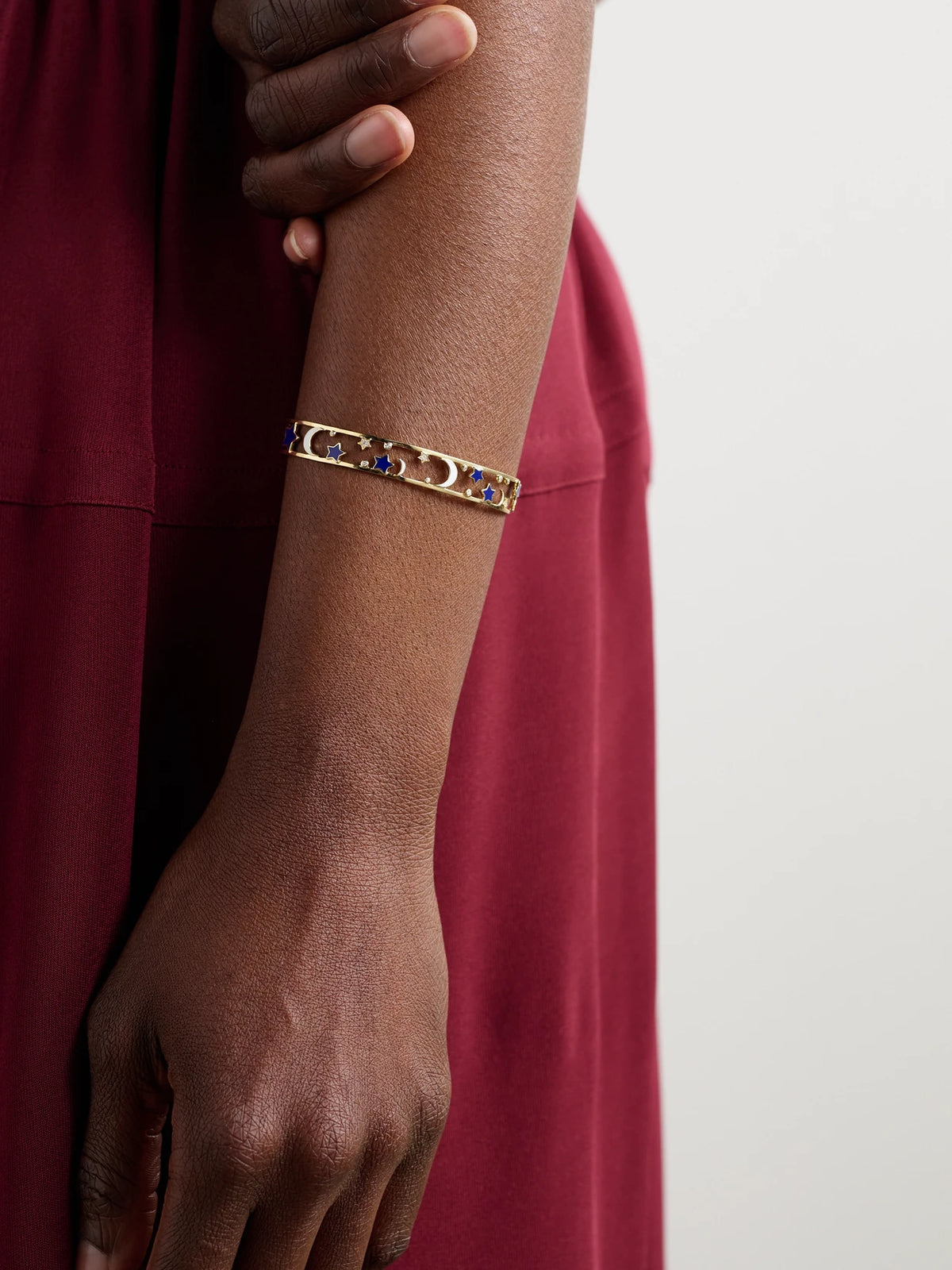 Image of Bracelets. Product name - Starry 18-karat Gold, Diamond And Enamel Bangle in Multi colour by brand - L'Atelier Nawbar