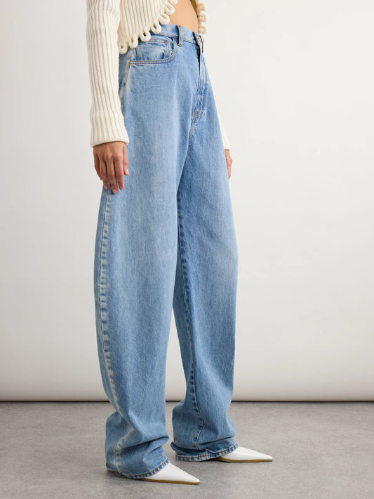 Round High-rise Barrel-leg Jeans