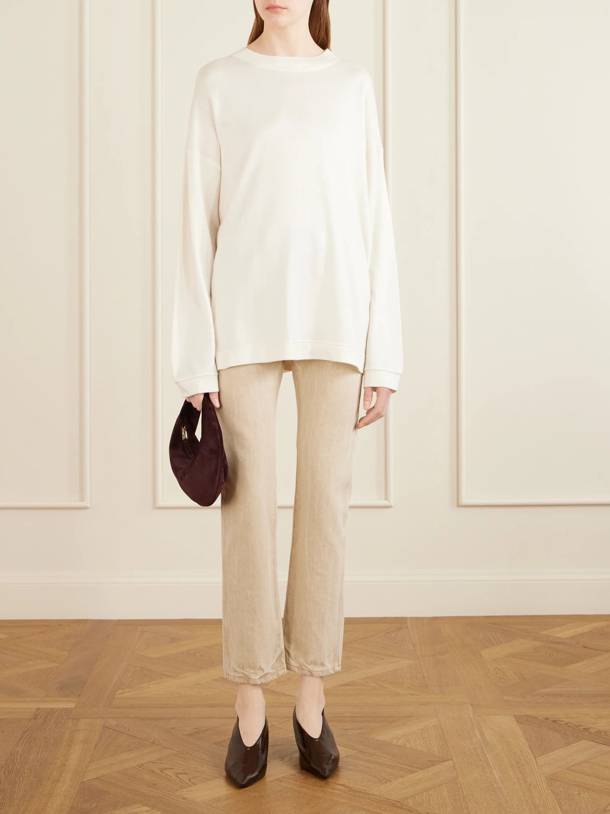 Image of Jeans. Product name - Finley Straight-leg Jeans in Beige colour by brand - KHAITE