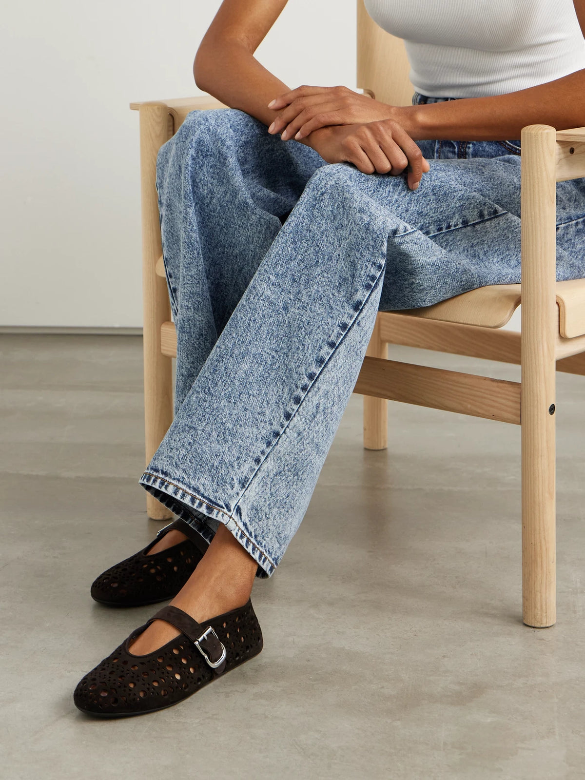 Perforated Suede Ballet Flats