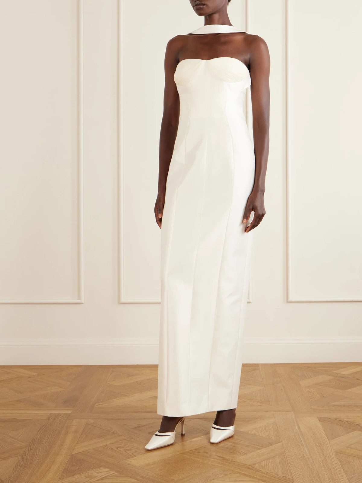 Image of Heels. Product name - Josie Satin Pumps in Ivory colour by brand - Danielle Frankel