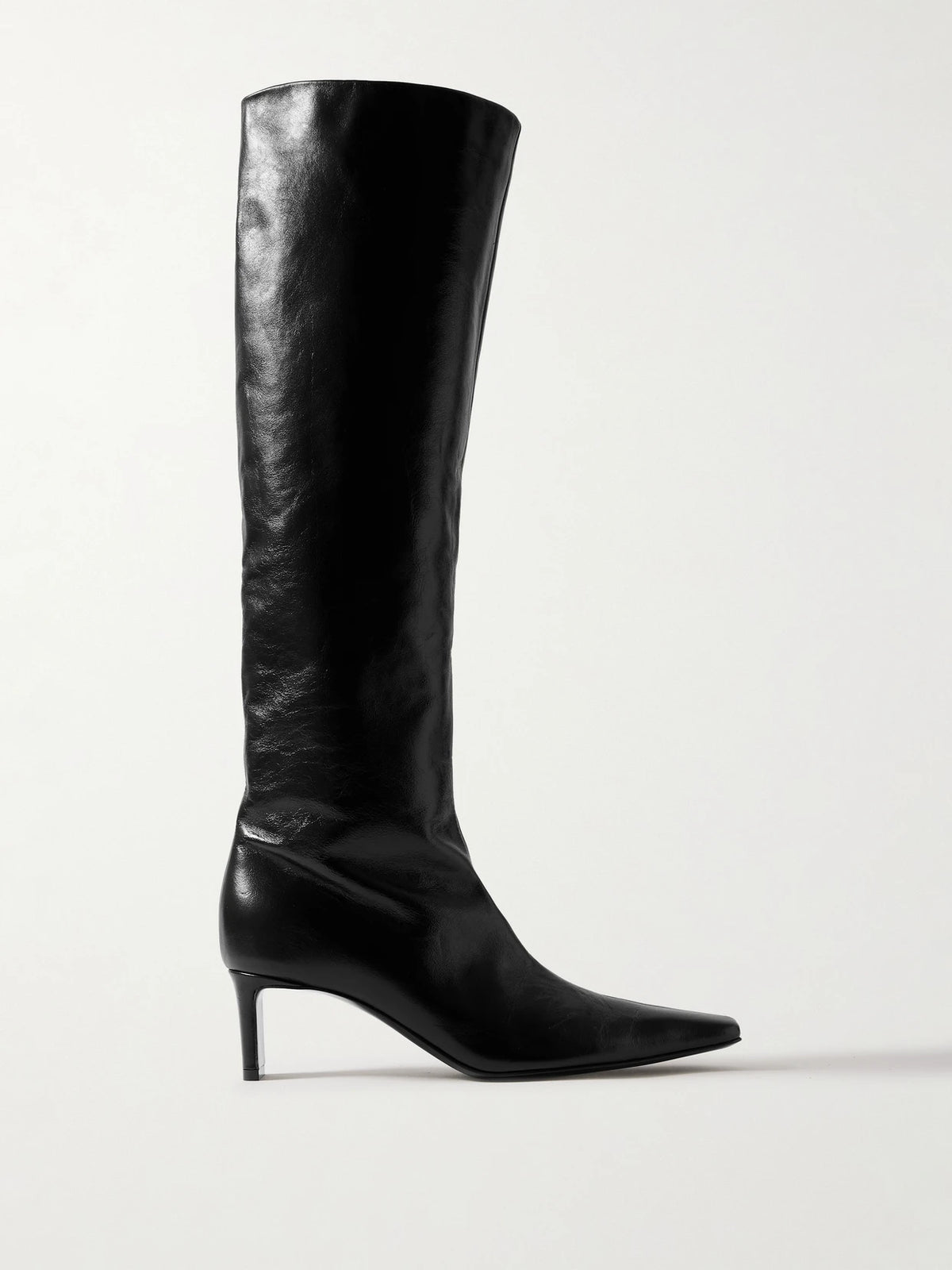 Ona Crinkled-leather Knee Boots